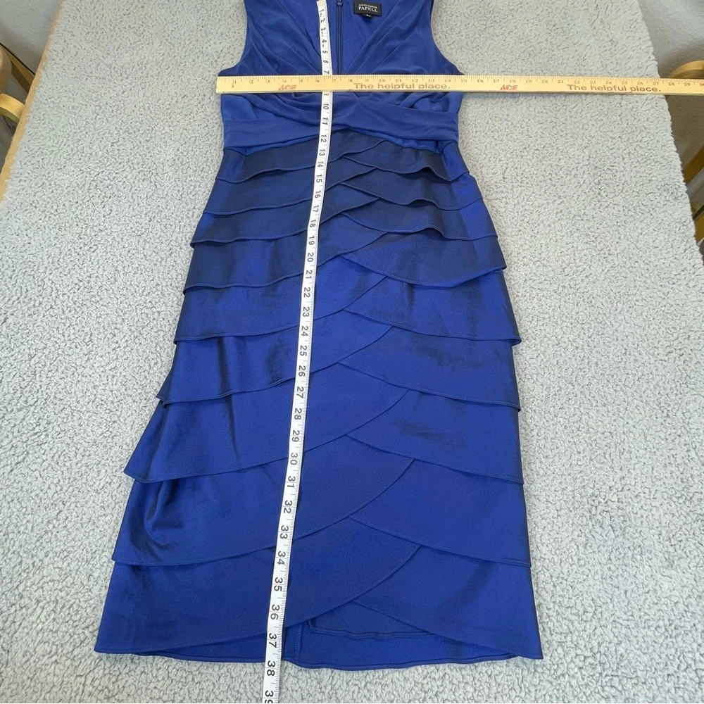 Adrianna Papell Cocktail Dress Women 6 Blue Sleeveless Tiered Ruffle Formal part